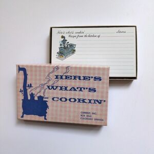 Vtg Old Fashion Stove Current Inc Recipe Cards Heres Whats Cookin Set of 57